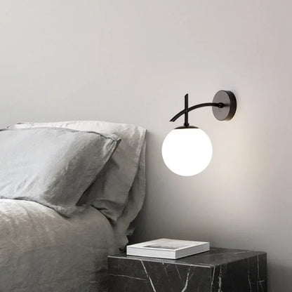 Skorter | LumiWall Lamp - Glass Bedroom Lighting Black Gold Sconce