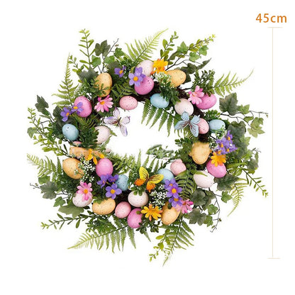 Skorter | 5 Style Bow Ribbon Easter Egg Wreath Easter Egg Garland Door Ornaments Wall Decor Happy Easter 2023 Decor for Home Kids
