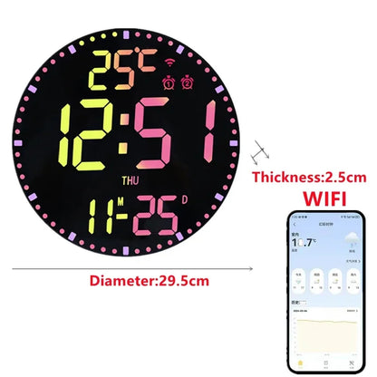 Skorter | WiFiTime - LED Wall Clock with Calendar and Dual Alarm Function