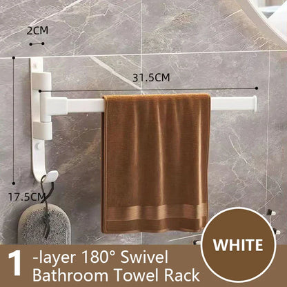 Skorter | Bathroom Towel Holder Rotatable Towel Rack Space Aluminum 1/2/3/4/5-Bar Towel Holder Kitchen Shelf Kitchen Hanging Shelf Wall Mounted