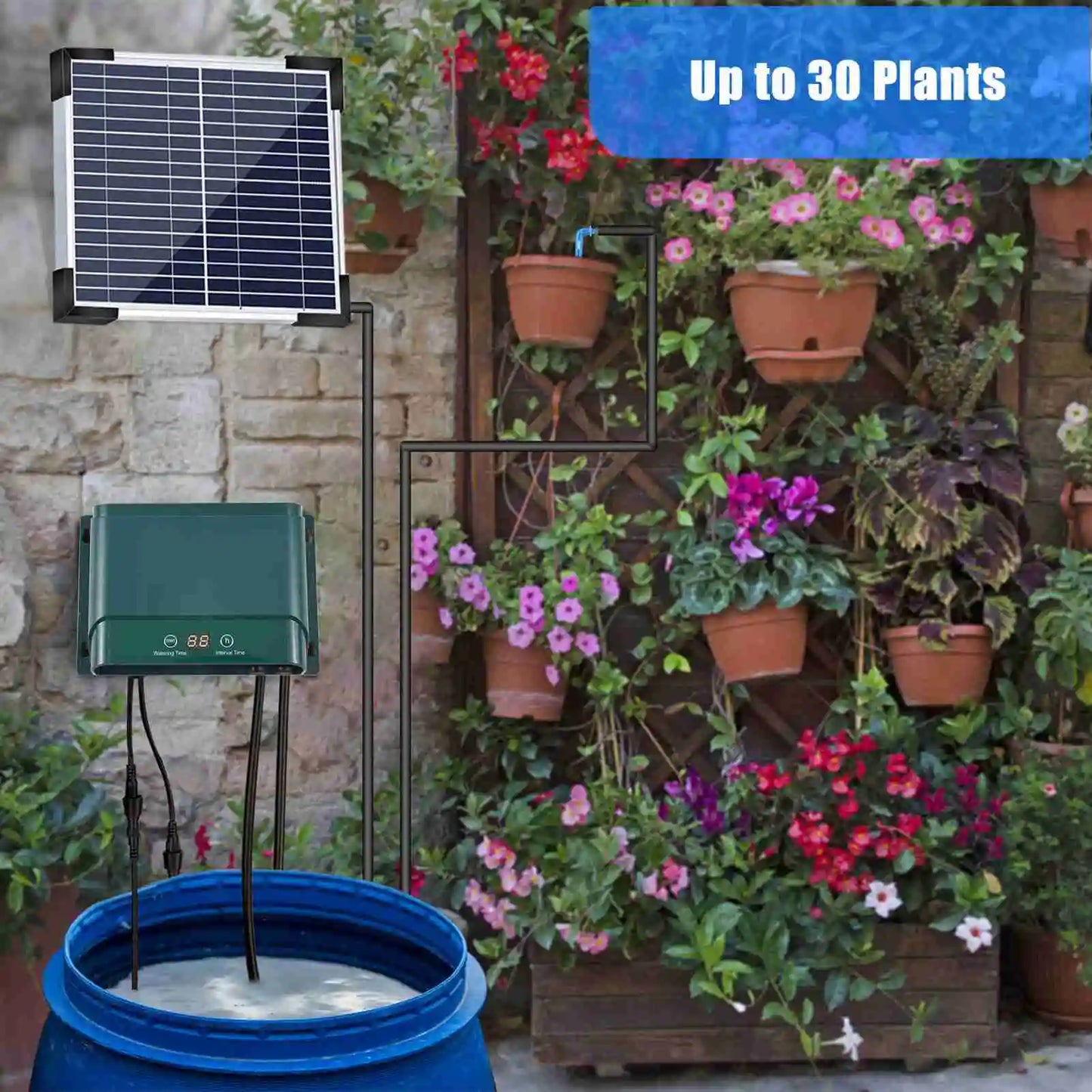 Skorter | Solar Drip Irrigation System Kit Automatic Watering with 30 Modes & 7 Timers – AquaFlow