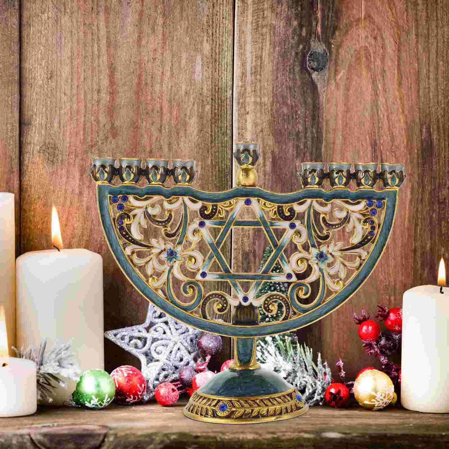 Skorter | Auriona Menorah Candle Holder | Chanukah Candelabrum & Table Decoration | Wedding & Holiday Decoration | Luxurious Elegance