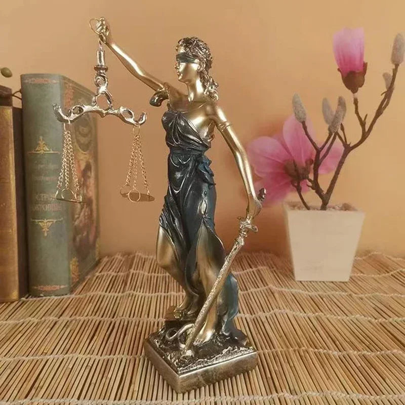 Skorter | ERMAKOVA European antique bronze Greek goddess of justice statue Fair Angels resin sculpture ornaments desktop home decoration gift