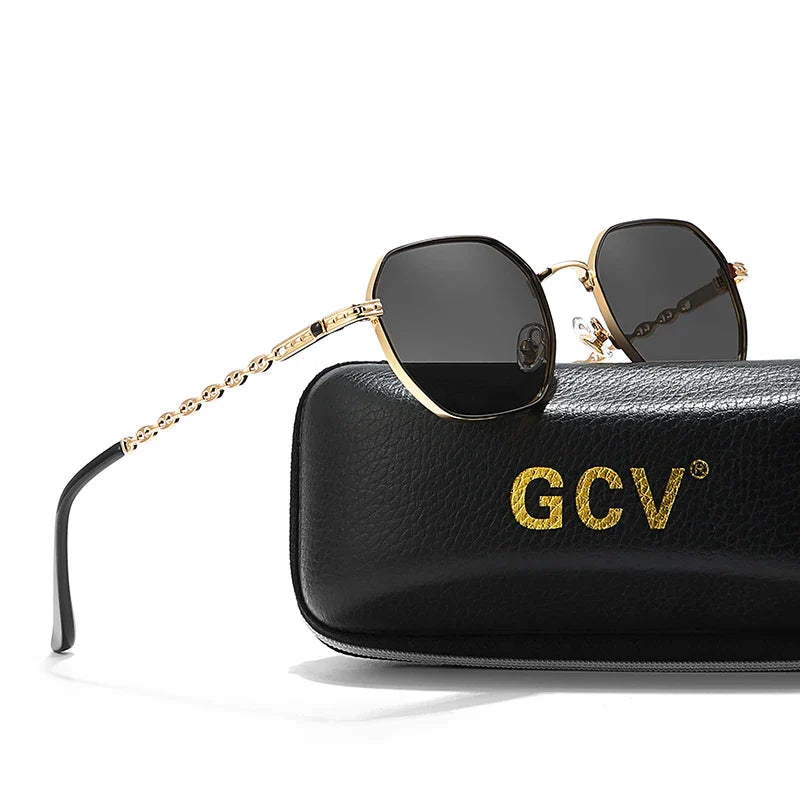 Skorter | Retro Women’s Rectangular Square Sunglasses with Metal Frame & Polaroid Lenses