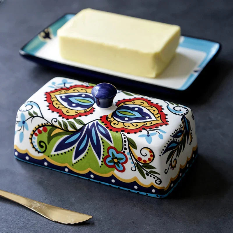 Skorter | Hand-painted Butter Dish in Tuscan Style