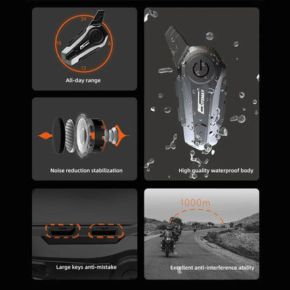 Skorter | Bluetooth Motorcycle Helmet Intercom Headset with 1000m Range & IPX6 Waterproof – RoadComm
