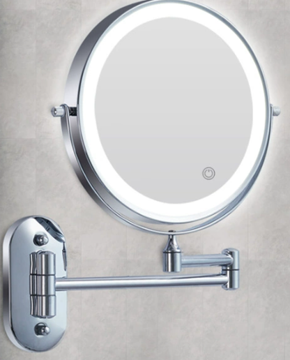 Skorter | Black LED Rechargeable Makeup Mirror – 3-Color Light