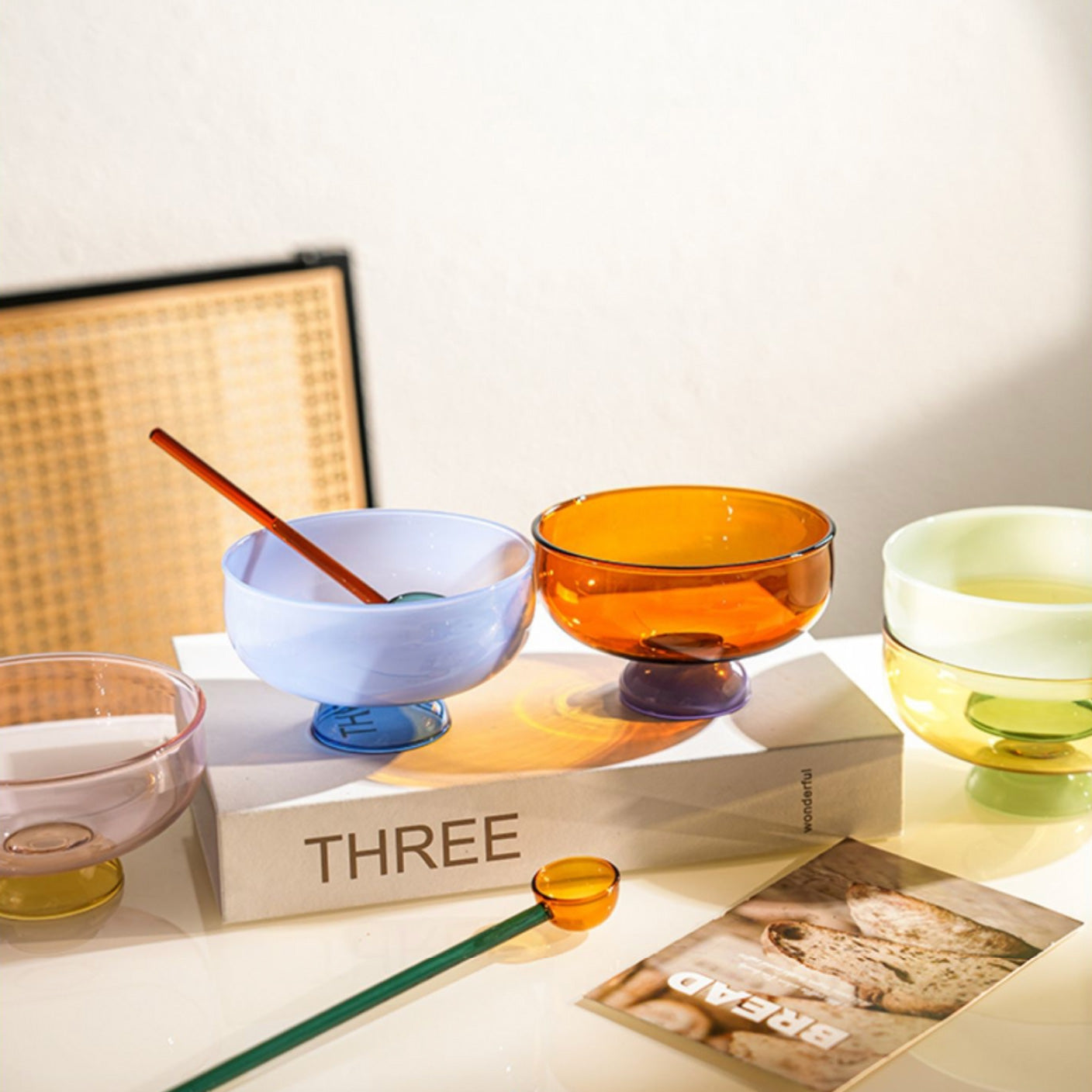 Skorter | Colorful borosilicate dessert bowl with spoon