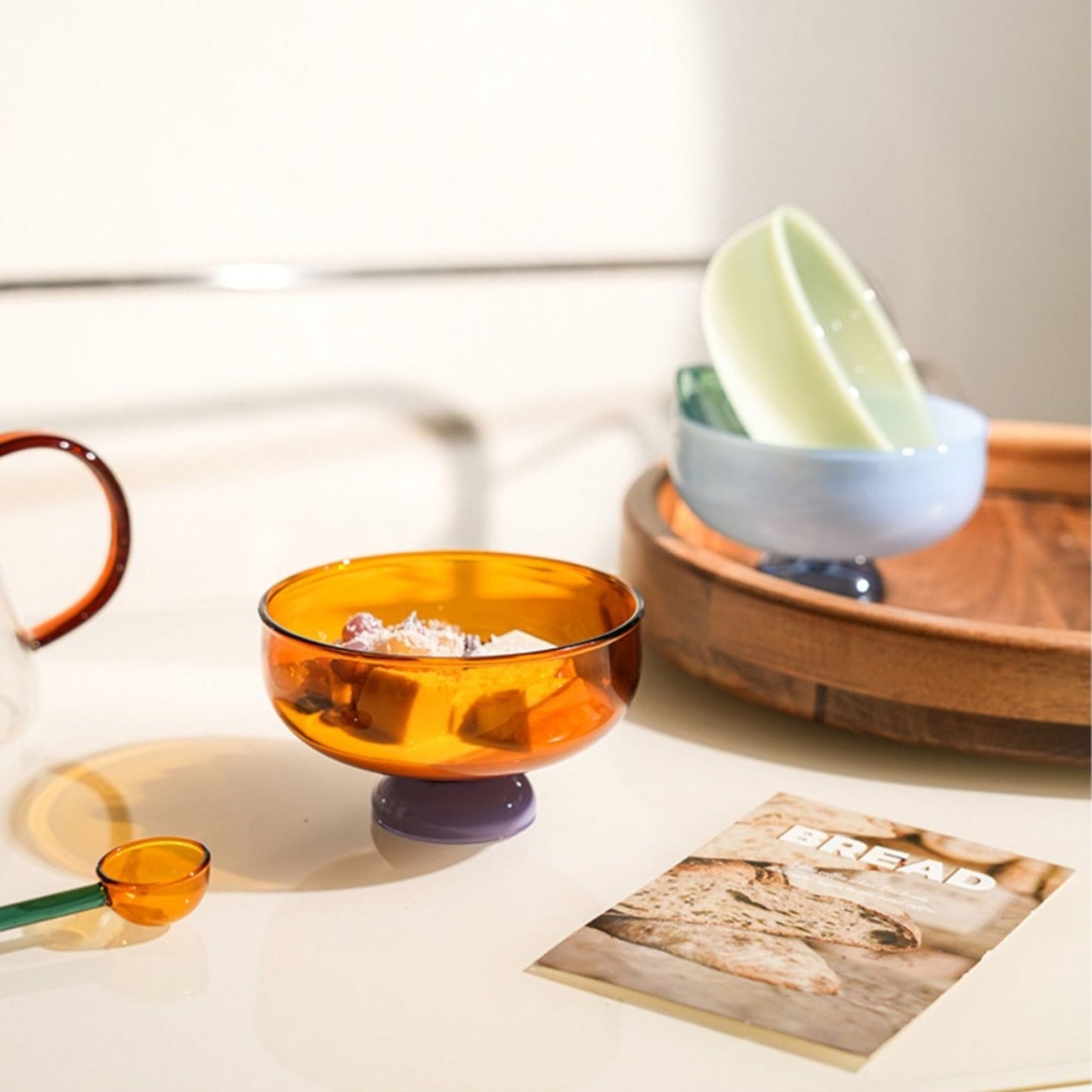 Skorter | Colorful borosilicate dessert bowl with spoon