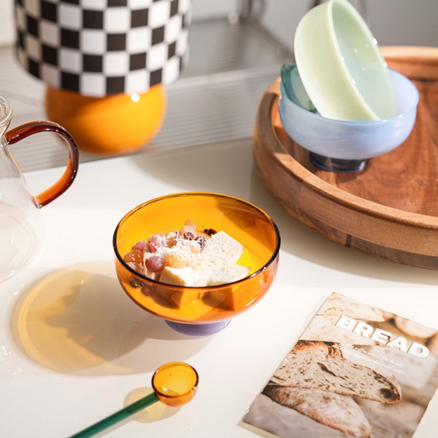 Skorter | Colorful borosilicate dessert bowl with spoon