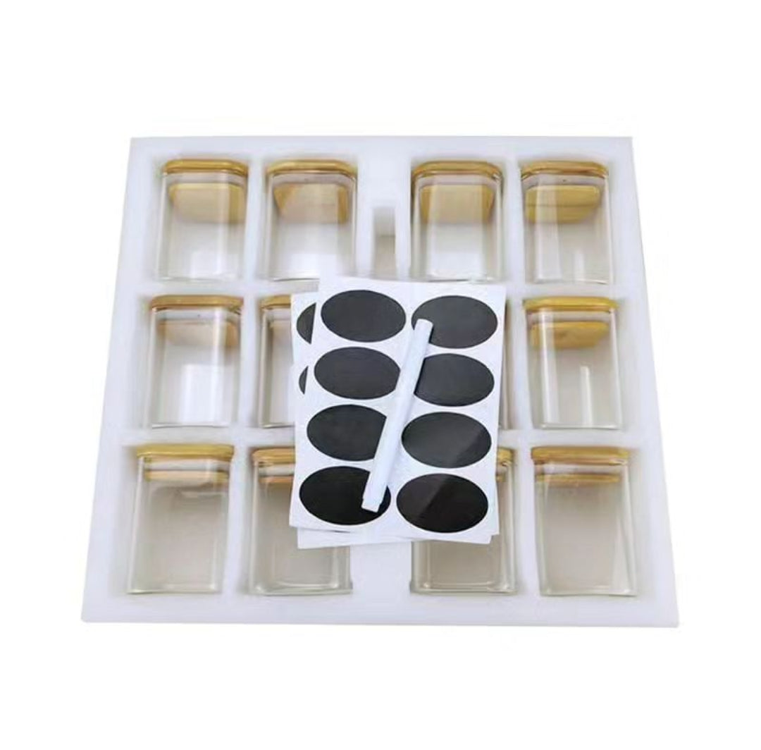 Skorter | 12 Piece Glass Spice Jar Set