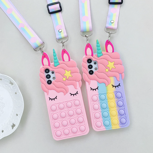 Skorter | Color Unicorn Phone Case With Push Pop Fidget Toy