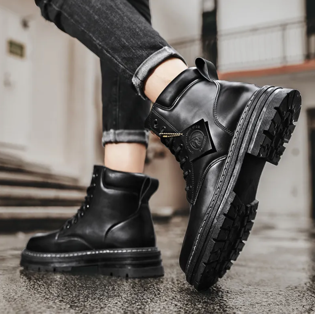 Skorter | Comfortable Men's Lace-Up Boots – Leather Support Boots with Non-Slip Sole