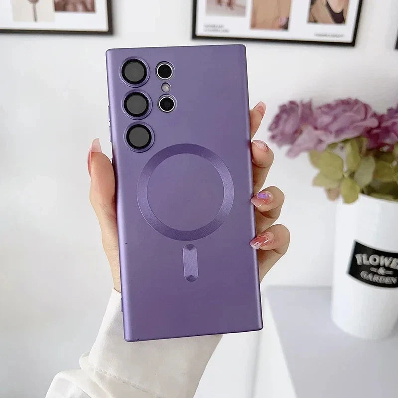 Skorter | Luxury Soft Silicone Magsafe Case Wireless Charge Case for Samsung Galaxy S24 S23 S22 S21 Ultra Plus Full Protection Bumper Cover