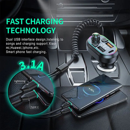 Skorter | Bluetooth 5.0 FM Transmitter Car Kit with 25W PD Fast Charging and Apple Type-C Cable