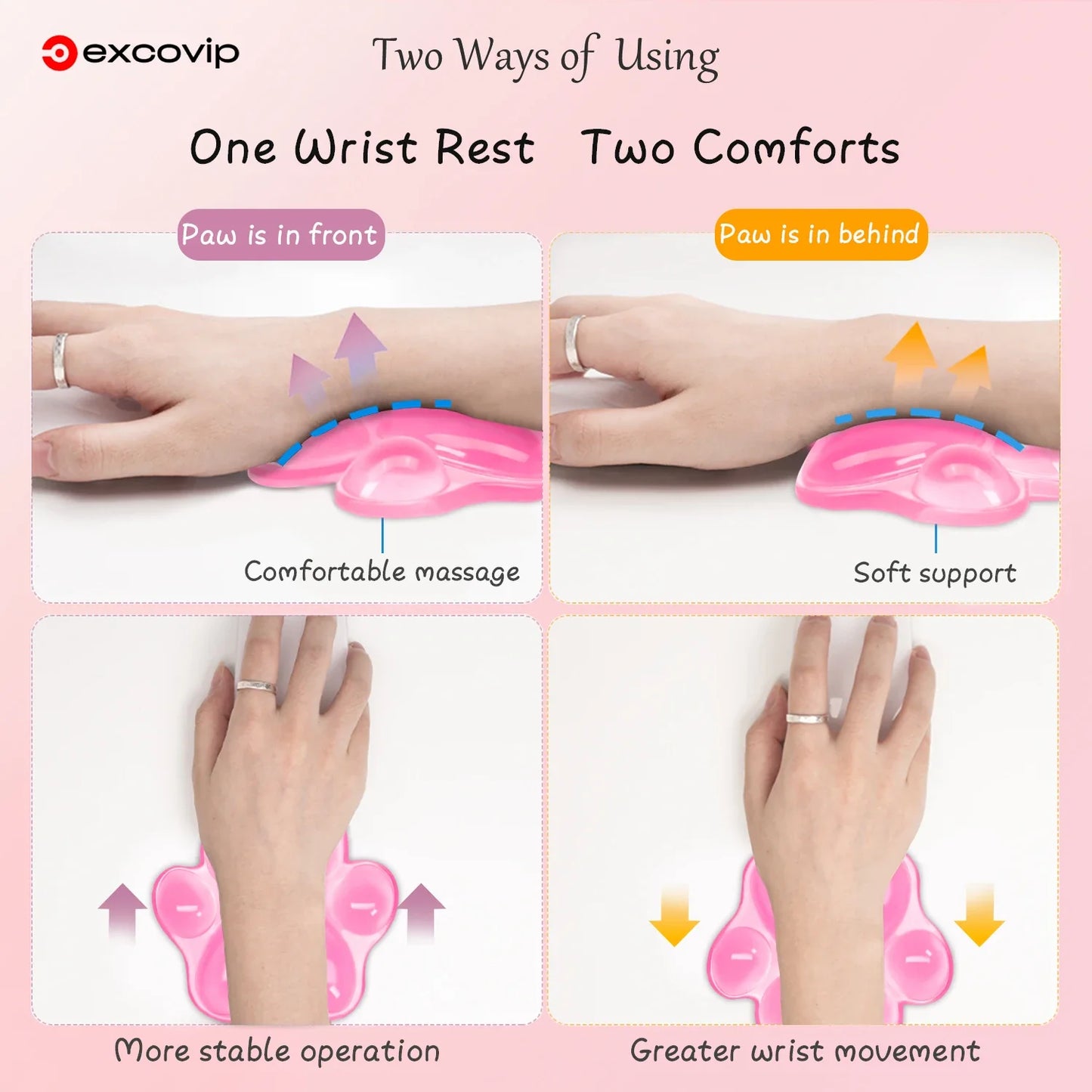 Skorter | Ergonomic Cat Paw Silicone Mouse Wrist Rest - Soft Cushion for Pain Relief