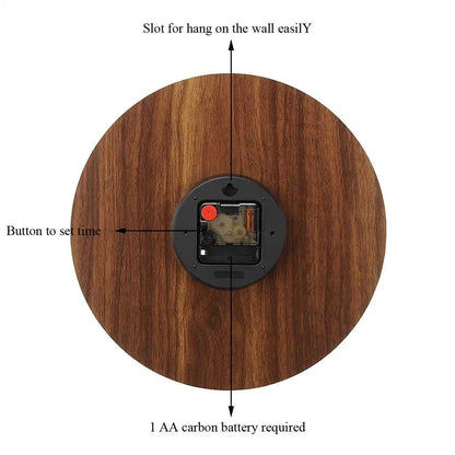 Skorter | GlowClock - Silent Wooden Wall Clock with Night Light