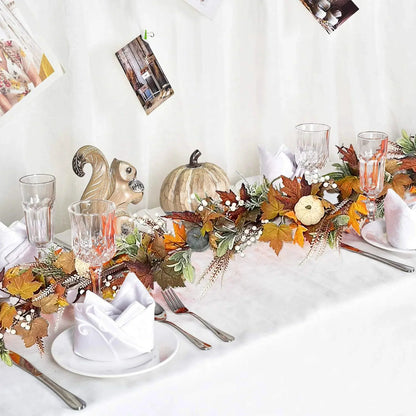 Skorter | AutumnPumpkin Autumn Wreath with Maple Leaves and Pumpkins – Front Door Decoration