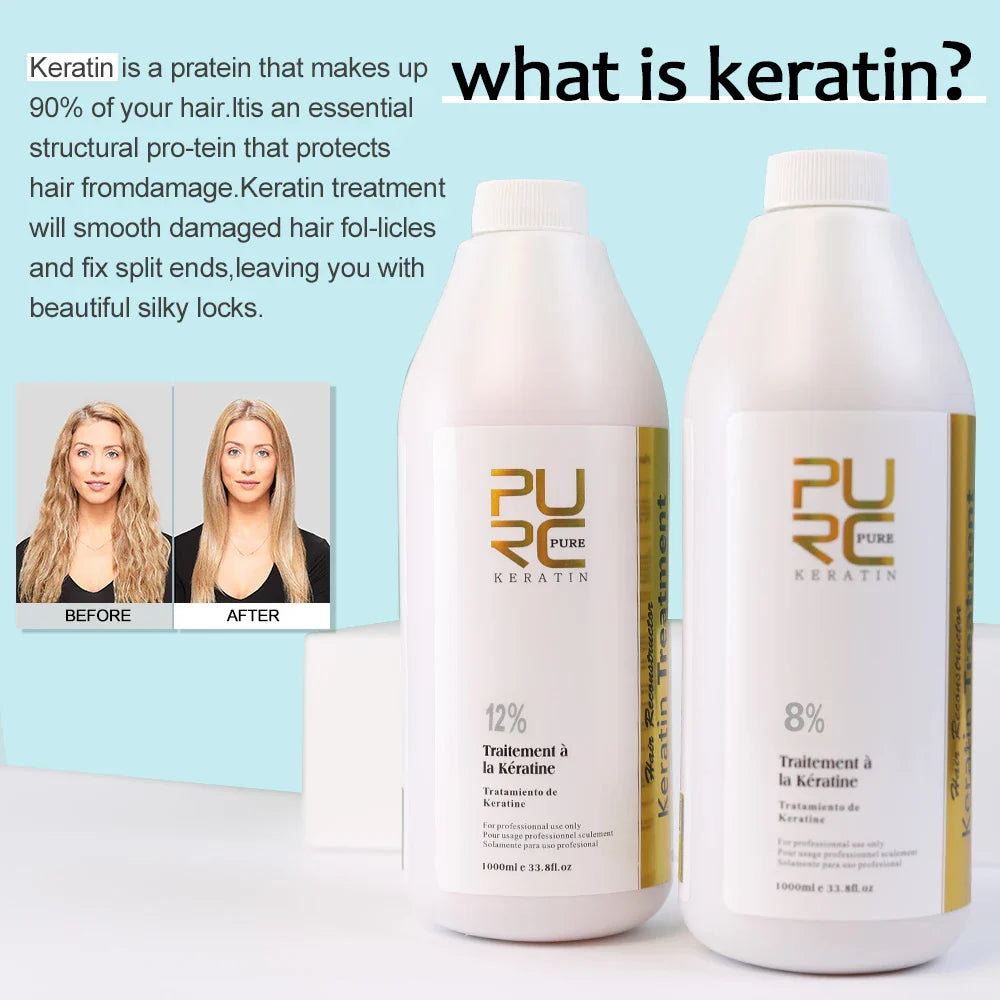 Skorter | PURC 1000ml Keratin Hair Smoothing & Straightening Treatment for Curly, Frizzy Hair. A Brazilian Keratin Professional Product