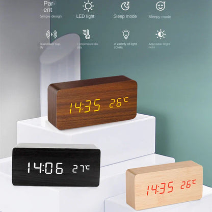 Skorter | Wood LED Smart Alarm Clock for Bedroom