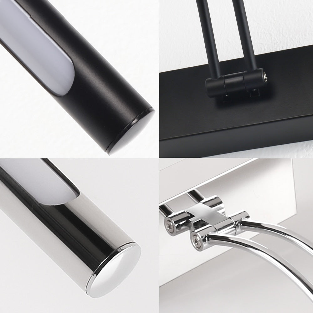 Skorter | 80-100cm LED wall lamp - Modern black/silver wall light for the bathroom, internally mounted picture light