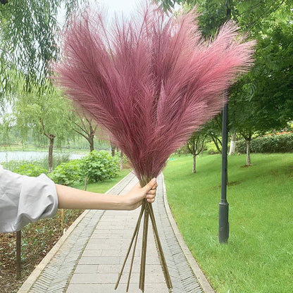 Skorter | 5 pieces 100 cm Artificial Pampas Grass Dried Flower Bouquet Wedding Party Decoration Home Room DIY Artificial Plants Decoration Supplies