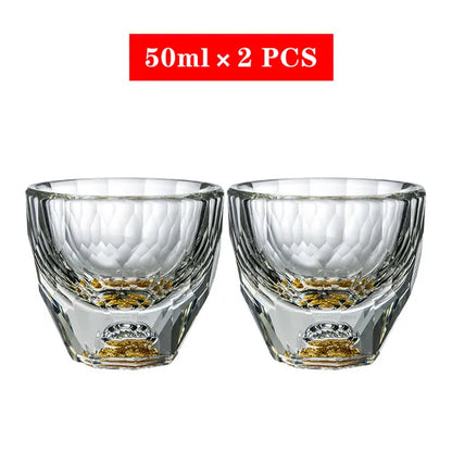 Skorter | Crystal Glass Whiskey Glasses Bar Liqueur Sphere Cups Sake and Shochu Double-Walled Thick Bottoms Small Capacity Tea Cups