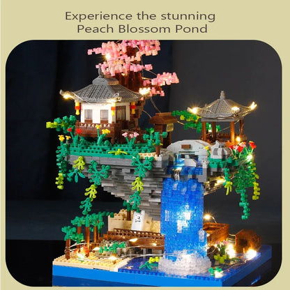 Skorter | Antique Architecture Peach Blossom Pond Castle Girl Model Building Block Assembly Children's Toy with High Difficulty