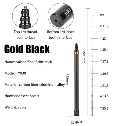 Skorter | 290CM Carbon Fiber Invisible Extended Selfie Stick