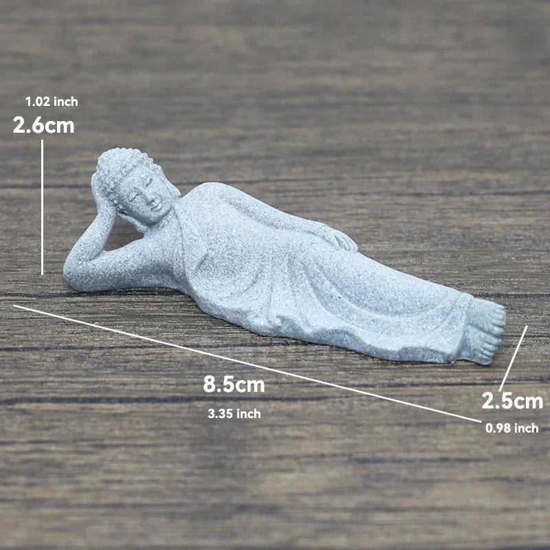 Skorter | Buddha Stone Statue Small Buddhist Monks Tibetan Buddhism Figures Zen Garden Ornament Meditation Home Aquarium Decoration