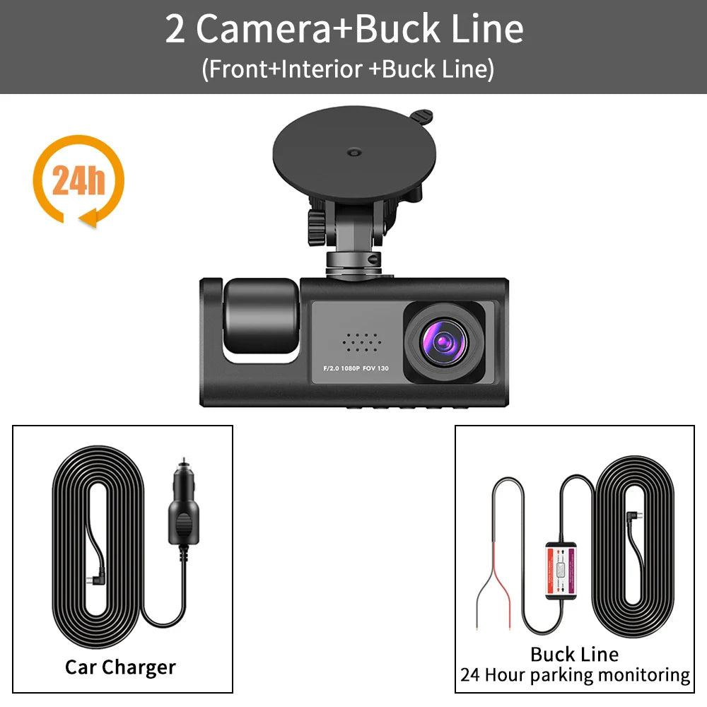 Skorter | 3-Channel 1080P Dash Cam with Triple-Lens & In-Vehicle Recording