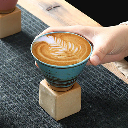 Skorter | Japanese coffee cup with saucer, 1 piece, retro ceramic tea cup, mug, latte, espresso, pull0, flower cappuccino, new ceramic cup, 100 ml/3.5 oz