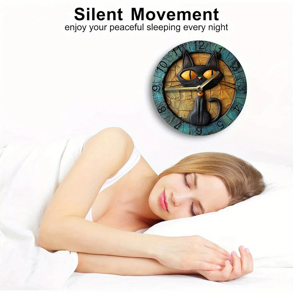 Skorter | CircleDesign - Quiet Aluminum Wall Clock with Cat Design