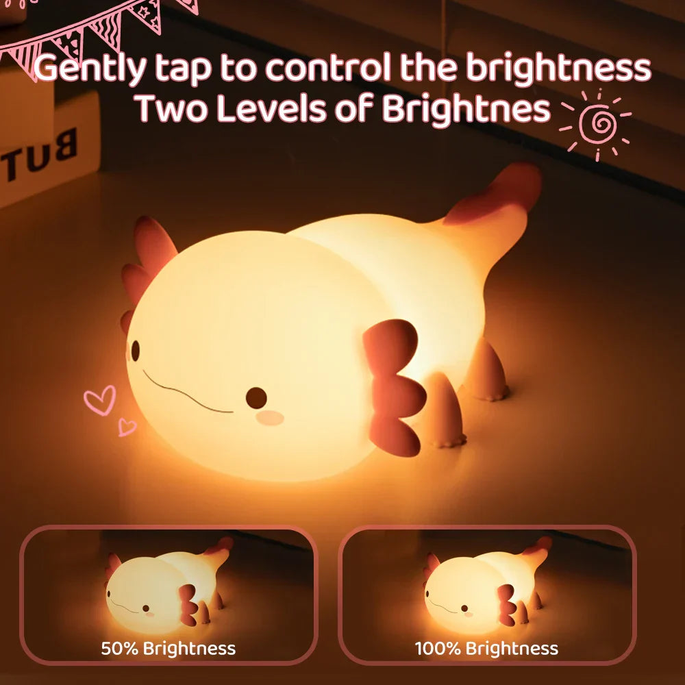 Skorter | Axolotl Silicone Night Light - Touch Table Lamp