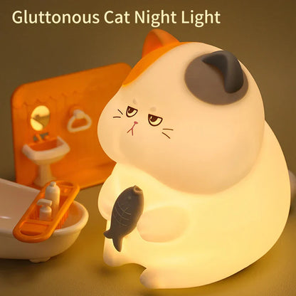 Skorter | Gluttonous Cat Night Light - Fun Silicone Clap Lamp