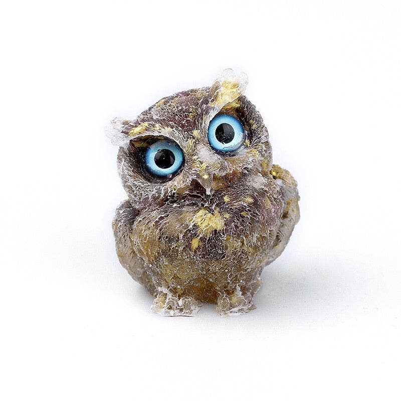 Skorter | Natural Crystal Owl Figurine: Handmade Collector's Item