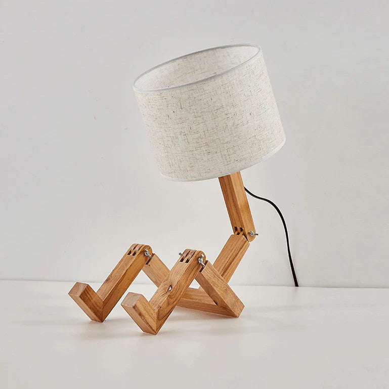 Skorter | Creative Wooden Robot Table Lamp – Stylish Modern Bedside Lamp for Bedroom and Desk Decoration