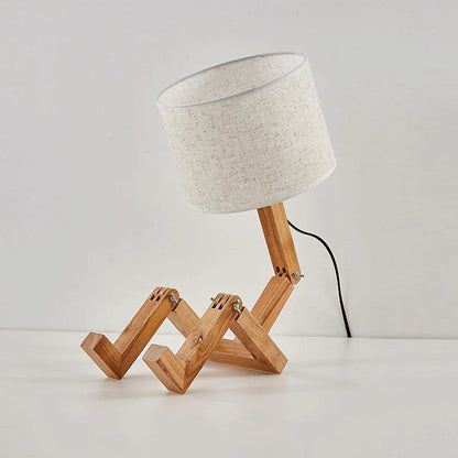 Skorter | Creative Wooden Robot Table Lamp – Stylish Modern Bedside Lamp for Bedroom and Desk Decoration