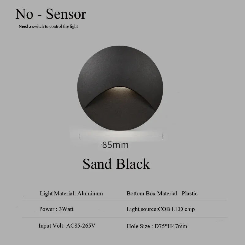 Skorter | Modern waterproof IP65 LED recessed wall lamp for outdoor lighting - 3W embedded step & staircase balcony portal light