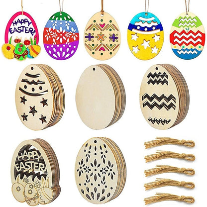 Skorter | 10 pieces DIY Easter egg wood slices