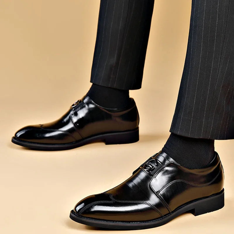 Skorter | Men's Leather Shoes Stylish Men's Shoes Pointed Oxford Wedding Leather Men's Dress Shoes Gentleman Office Man Shoe