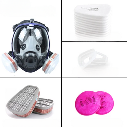 Skorter | Full Face Respirator Mask with Anti-Fog Lens and Industrial Gas Filters