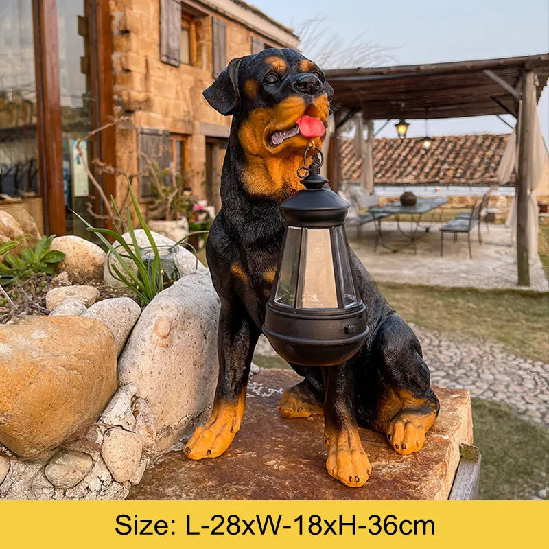 Skorter | Solar-Powered Outdoor Resin Dog Statue Lamp