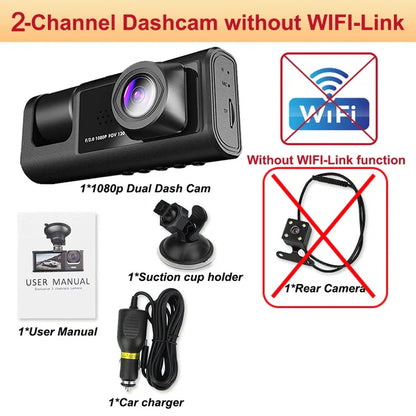 Skorter | 3-Channel Dash Cam with Wi-Fi - Front & Rear View - App Control