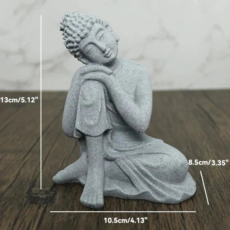 Skorter | Buddha Stone Statue Small Buddhist Monks Tibetan Buddhism Figures Zen Garden Ornament Meditation Home Aquarium Decoration