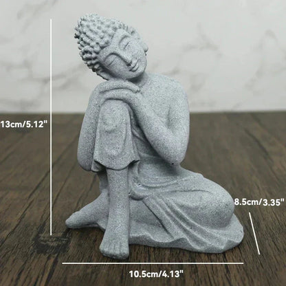 Skorter | Buddha Stone Statue Small Buddhist Monks Tibetan Buddhism Figures Zen Garden Ornament Meditation Home Aquarium Decoration