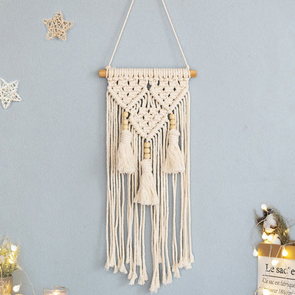 Skorter | Bohemian Wall Tapestry, Macrame Wall Hanging, Home Decoration, Cotton Linen Tassel, Handcrafted, Woven, Geometric Canvas Art, Background Wall Tapestries