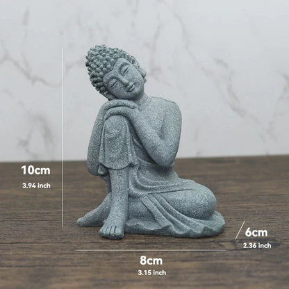 Skorter | Buddha Stone Statue Small Buddhist Monks Tibetan Buddhism Figures Zen Garden Ornament Meditation Home Aquarium Decoration