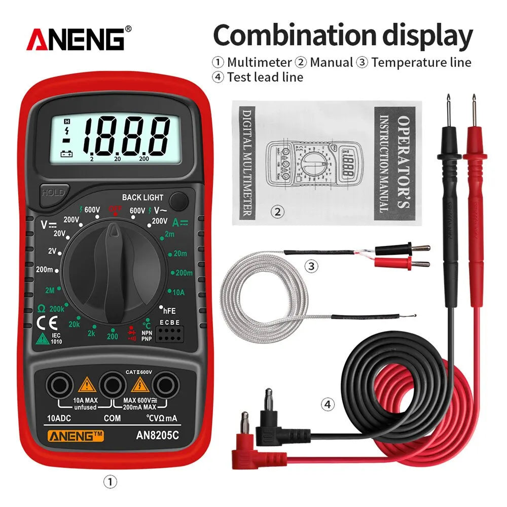 Skorter | AN8205C Digital Multimeter - AC/DC Ammeter Volt Ohm Tester