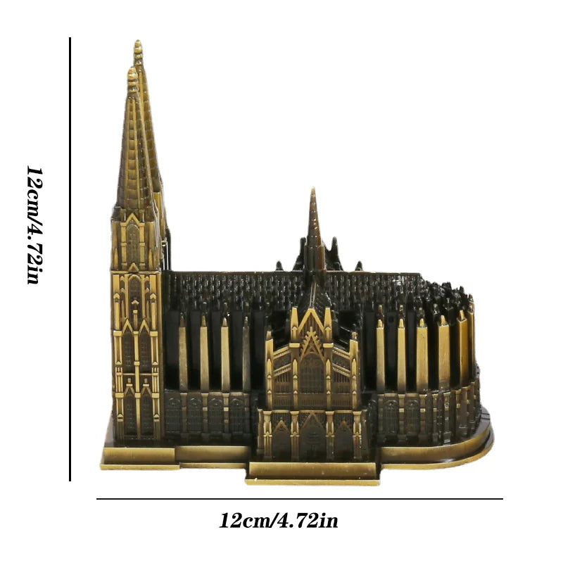 Skorter | Cologne Cathedral Model Metal Antique Bronze Germany Cologne Cathedral Building Figurine World Famous Landmark Architecture Decoration